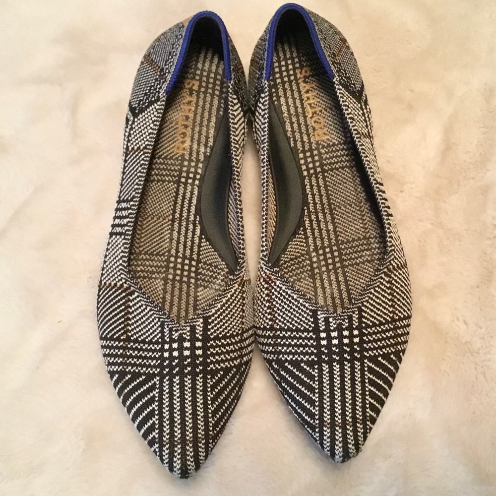 Rothy’s The Point II Glen Plaid Gray & Black Slip-on Flats - 8